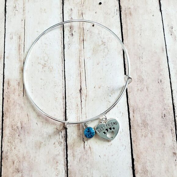 Best Friend Paw Print Charm Bracelet - Picture 3 of 11